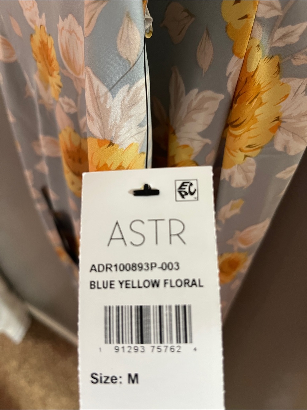 Astr Light Blue Slip Dress with Yellow Sunflower Print - Picture 6 of 6